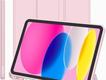 Oaky Smart Case for iPad 10th Generation 10.9 inch 2022 PU Lather Pencil Holder, Trifold Stand, Auto Wake/Sleep, Soft TPU Back Case Cover - Pink