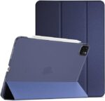 Oaky Translucent Cover for Apple iPad Pro 11 inch 2022/2021, 4th/3rd Generation Folio Back Cover Trifold Stand Auto Wake/Sleep Cover Support 2nd Gen Pencil Charging - Navy Blue